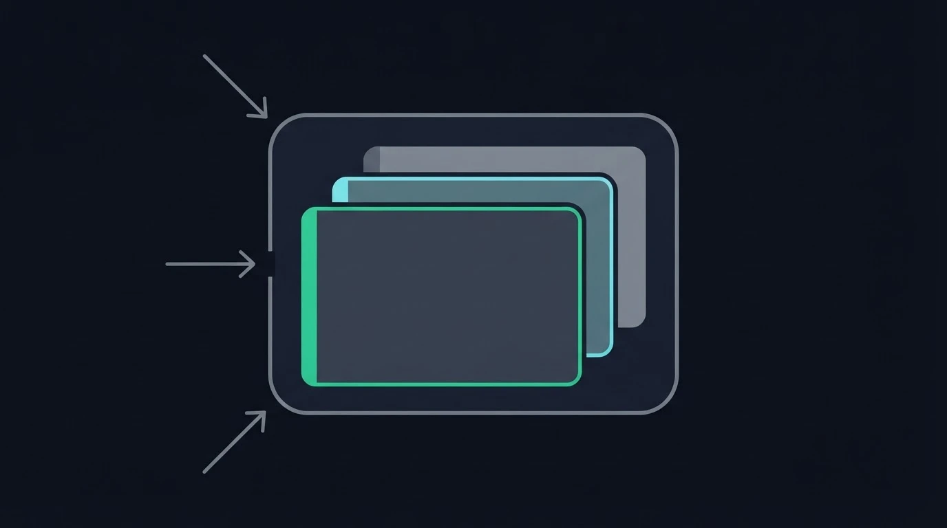 A diagram of a sealed container holding nested layers, with external arrows stopping short at its boundary